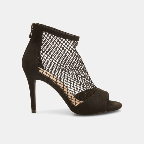Sandalias de rejilla de mujer con tacón y brillantitos , Negro Sandalias de rejilla de mujer con tacón y brillantitos , Negro